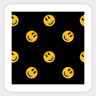 Yellow emoticons on a black background. Joy, smiles, fun. Sticker